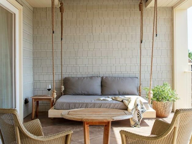 Poetry Inn Walt Whitman suite deck with elevated bed